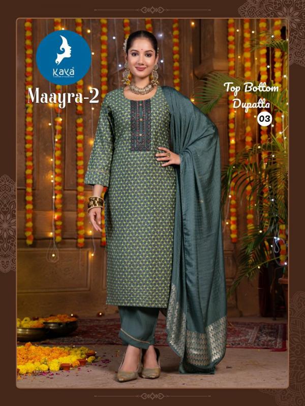 Kaya Maayra 2 Roman Silk Kurti Bottom With Dupatta Collection