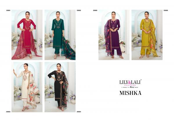 Lily And Lali Mishka Viscose Silk Embroidered Top Bottom With Dupatta