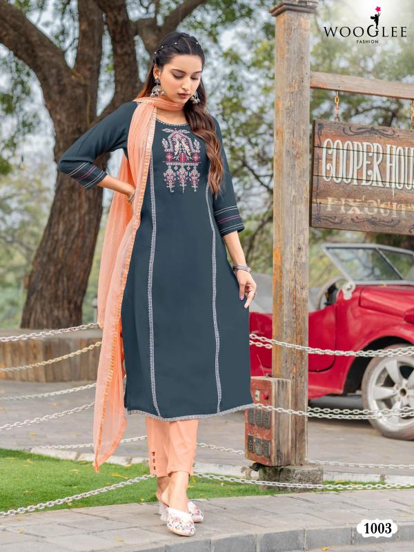 Wooglee Moksha Viscose Silk Kurti Bottom With Dupatta Collection