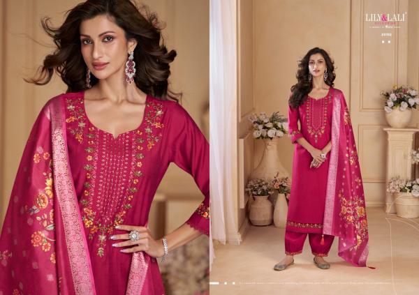 Lily And Lali Khwab Viscose Embroidered Top Bottom With Dupatta