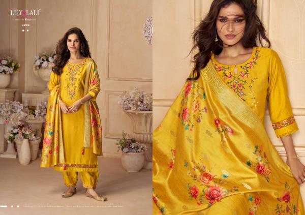 Lily And Lali Khwab Viscose Embroidered Top Bottom With Dupatta