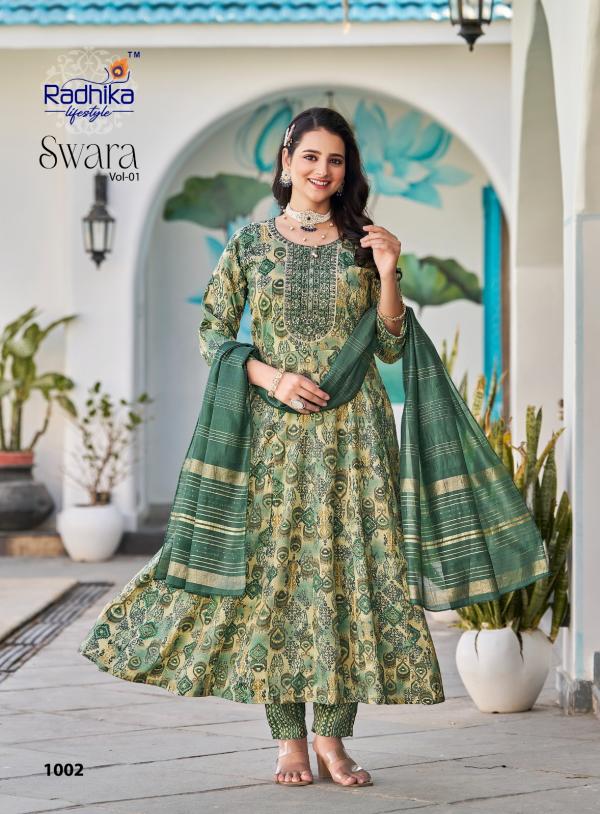 Radhika Swara Vol 1 Rayon Printed Anarkali Readymade Collection