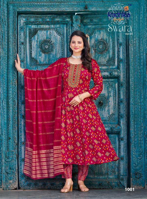 Radhika Swara Vol 1 Rayon Printed Anarkali Readymade Collection