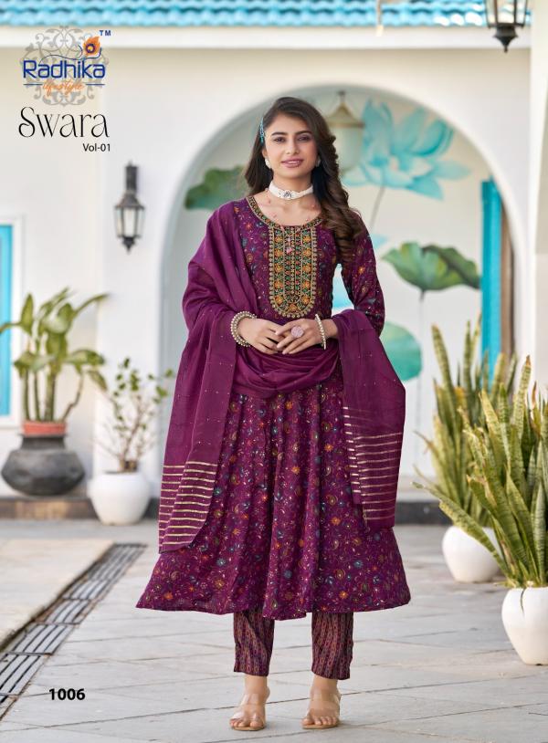 Radhika Swara Vol 1 Rayon Printed Anarkali Readymade Collection