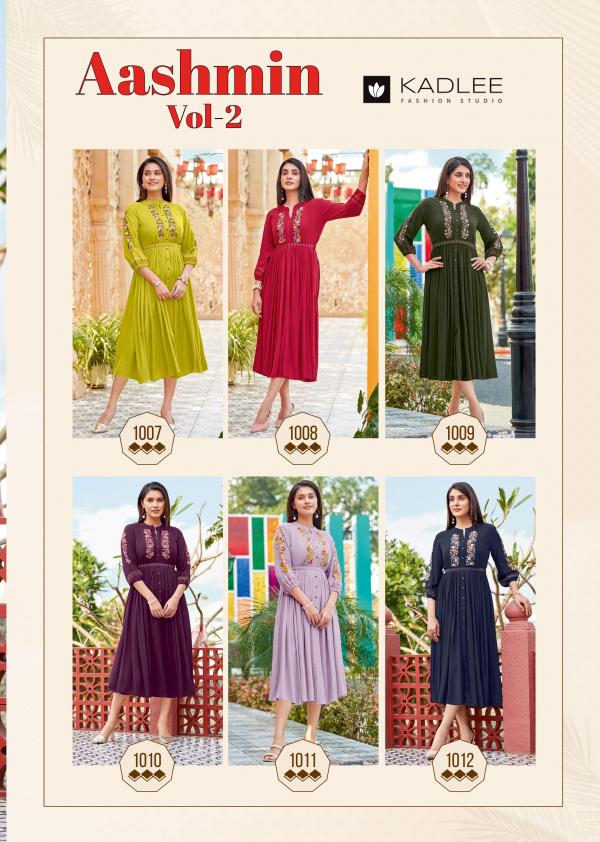 Kadlee Aashmin Vol 2 Wrinkle Rayon Kurti Collection