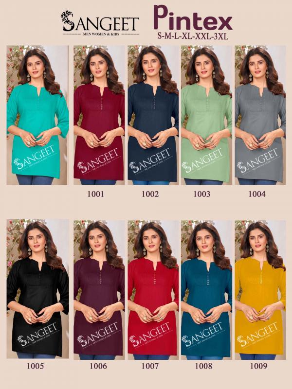 Sangeet Pintex Color 1 Rayon Short Kurti Collection