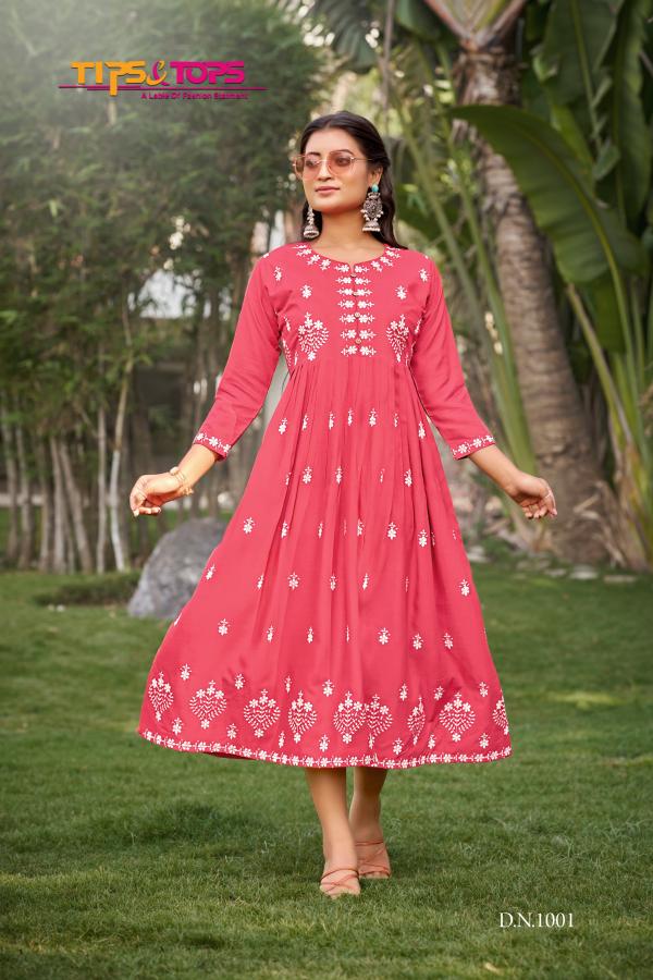 Tips And Tops Lakhnavi Vol 3 Rayon Slub Embroidered Kurti Collection