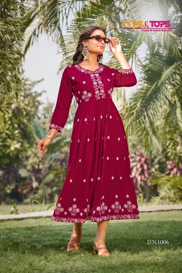 Tips And Tops Lakhnavi Vol 3 Rayon Slub Embroidered Kurti Collection