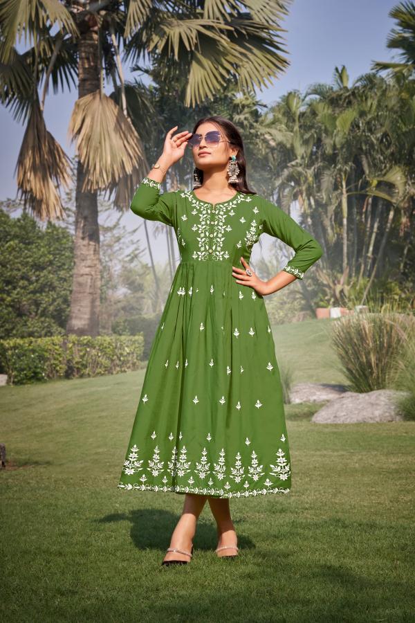 Tips And Tops Lakhnavi Vol 3 Rayon Slub Embroidered Kurti Collection