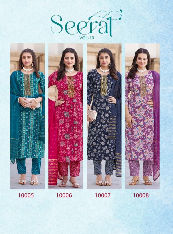 Radhika Seerat Vol 10 Rayon Capsule Foil Printed Ready Made Collection