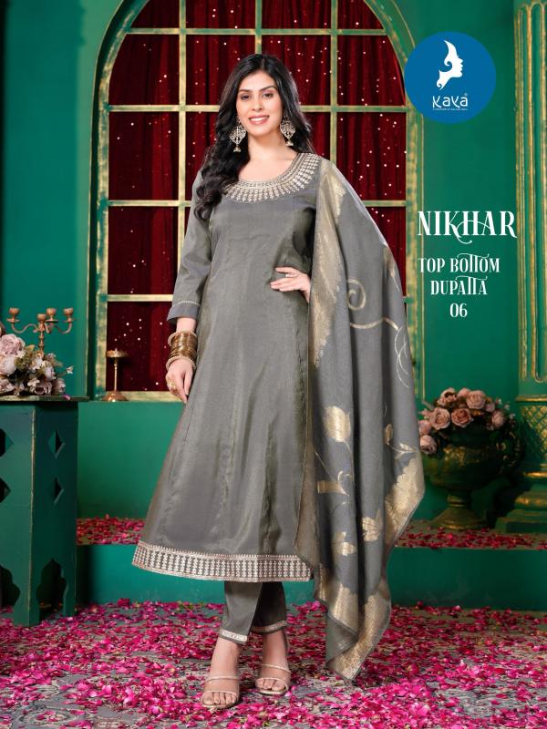 Kaya Nikhar Roman Shimmer Kurti Bottom With Dupatta Collection