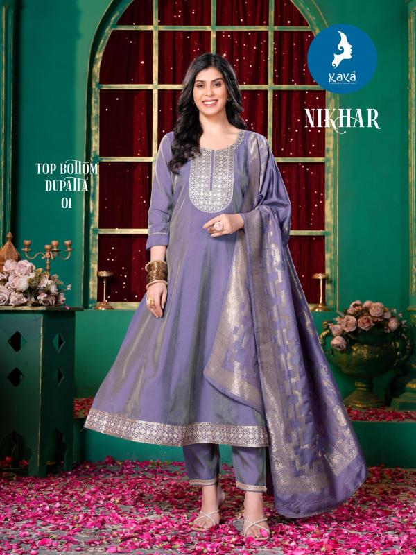 Kaya Nikhar Roman Shimmer Kurti Bottom With Dupatta Collection