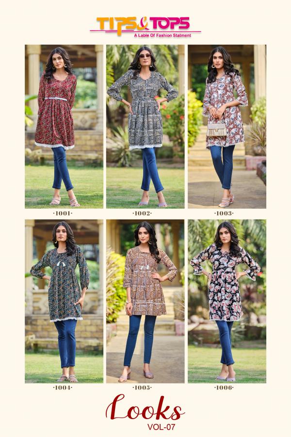 Tips And Tops Looks Vol 7 Rayon Wrinkle Printed Top Collection