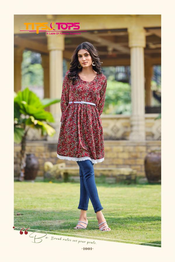 Tips And Tops Looks Vol 7 Rayon Wrinkle Printed Top Collection