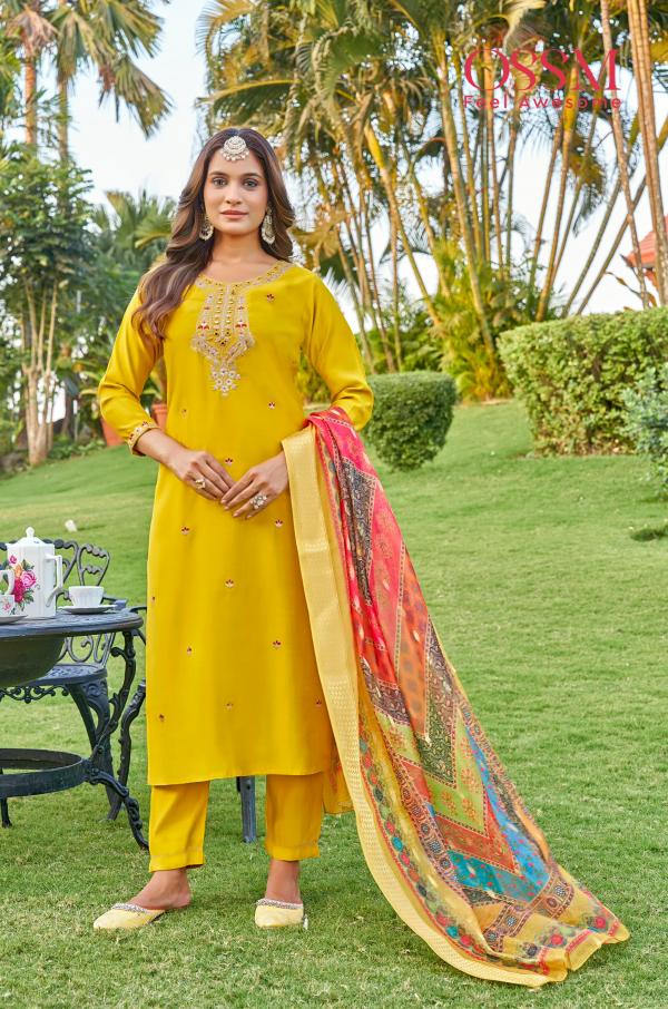 Ossm Rangat Vol 2 Viscose Roman Silk Kurti Bottom With Dupatta