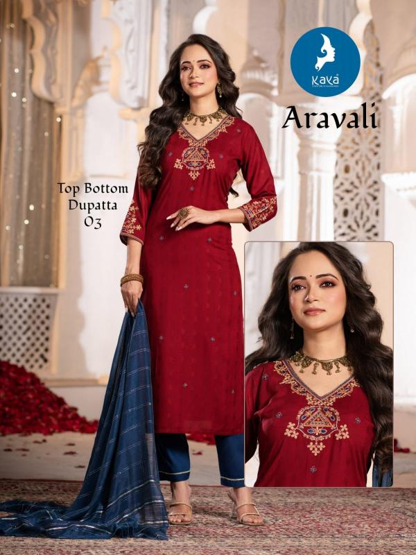 Kaya Aravali Rayon Kurti Bottom With Dupatta Collection