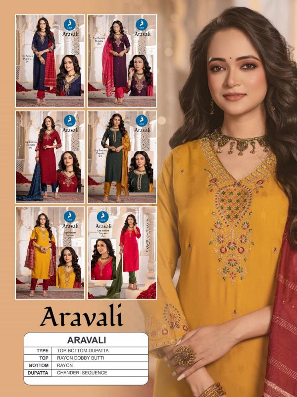 Kaya Aravali Rayon Kurti Bottom With Dupatta Collection