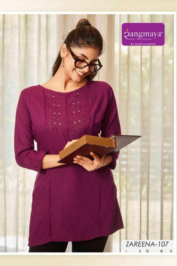 Rangmaya Zareena Rayon Tunic Short Top Collection