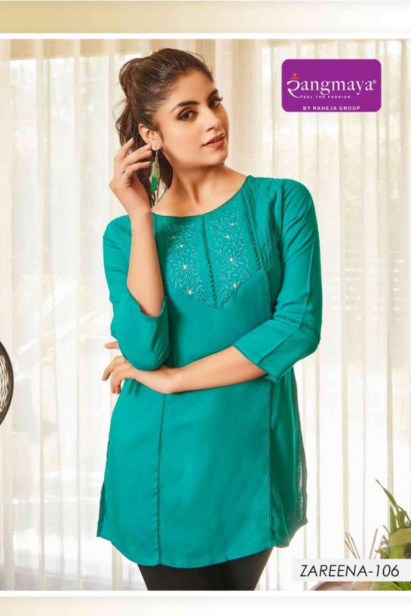 Rangmaya Zareena Rayon Tunic Short Top Collection