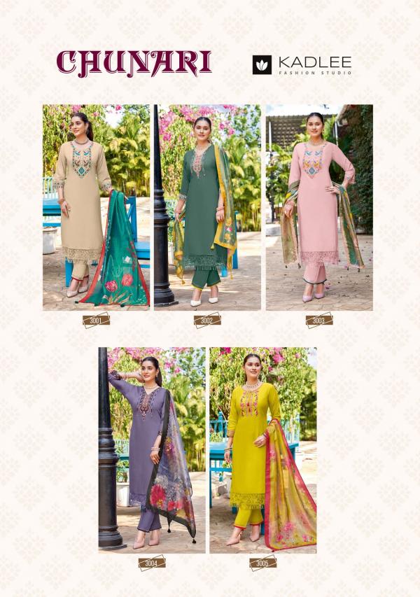 Kadlee Chunari Rayon Designer Kurti Bottom With Dupatta