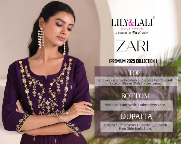 Lily And Lali Zari Viscose Embroidered Kurti Bottom With Dupatta Collection