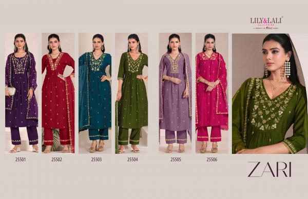 Lily And Lali Zari Viscose Embroidered Kurti Bottom With Dupatta Collection