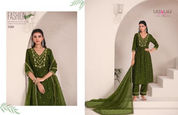 Lily And Lali Zari Viscose Embroidered Kurti Bottom With Dupatta Collection