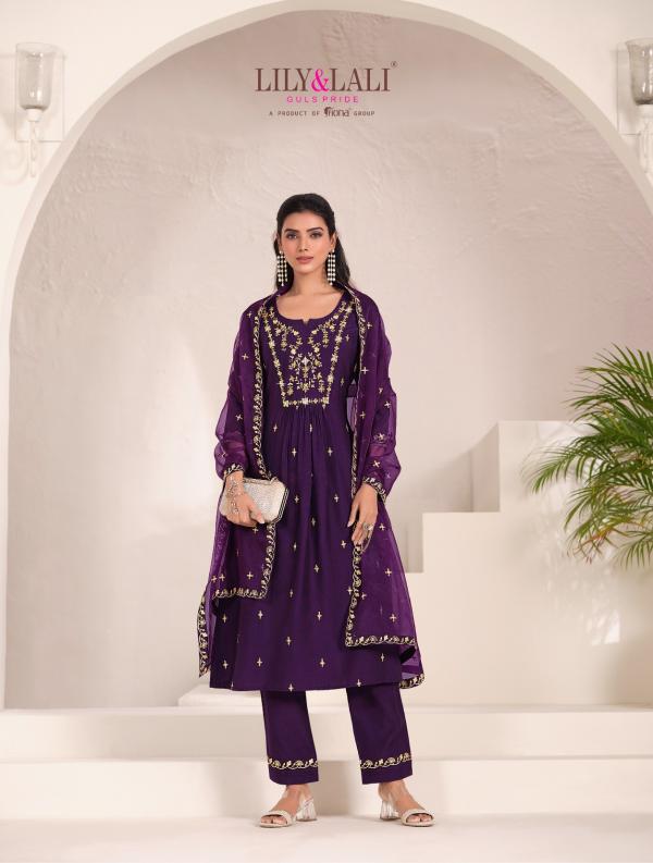 Lily And Lali Zari Viscose Embroidered Kurti Bottom With Dupatta Collection