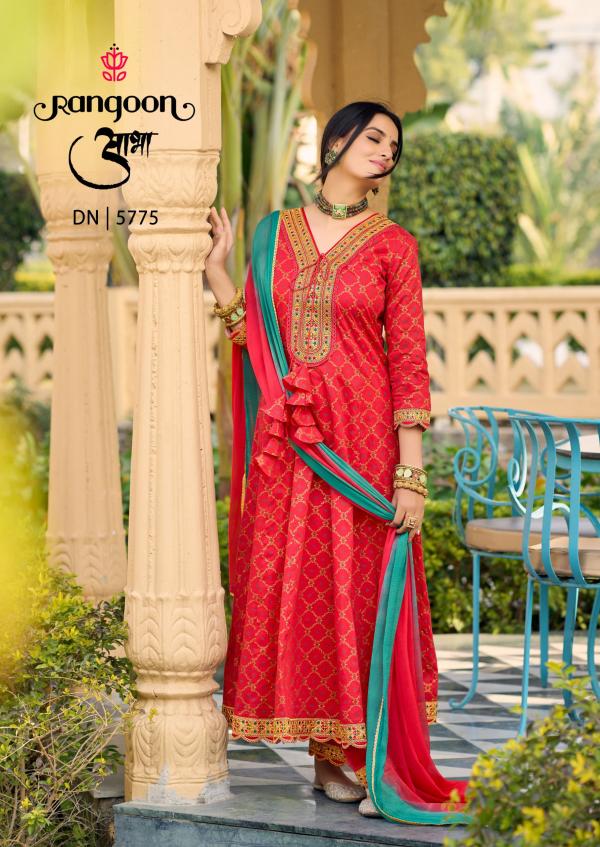 Rangoon Aabha Cotton Print With Fancy Codework Kurti Bottom With Dupatta