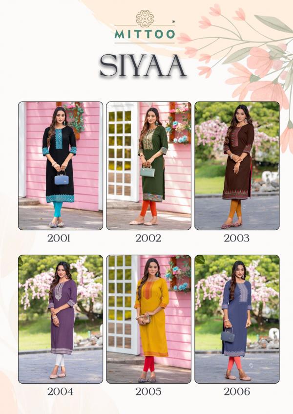 Mittoo Siyaa Viscose Weving Casual Wear Kurti Collection