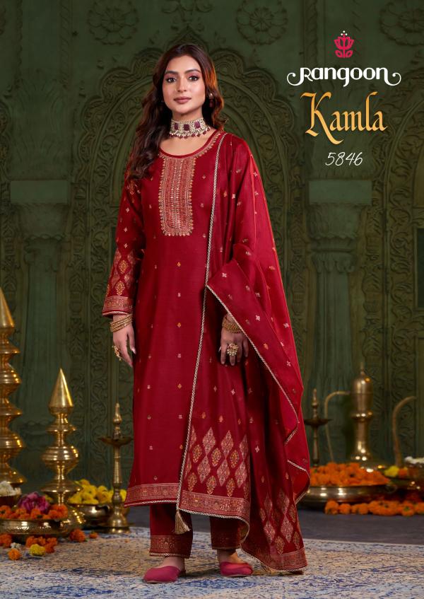 Rangoon Kamla Jacquard Khatli Handwork Kurti Bottom With Dupatta