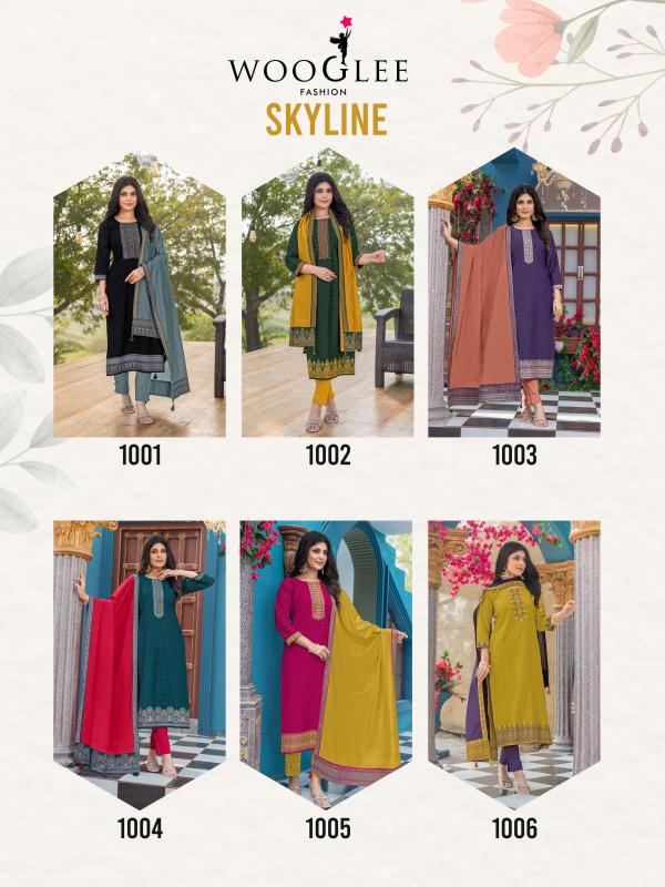 Wooglee Skyline Vatican Printed Kurti Bottom With Dupatta Collection