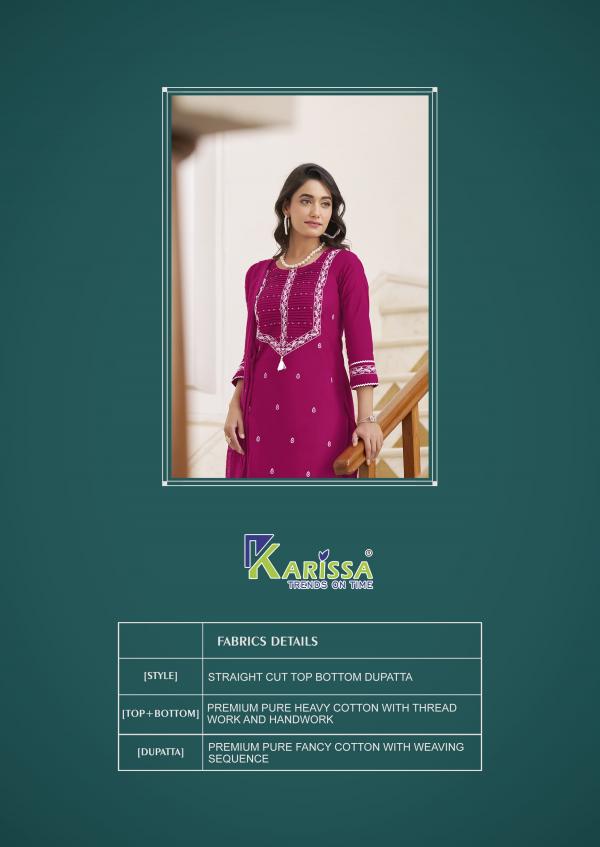 Karissa Samaira Cotton With Thread Work Kurti Bottom With Dupatta