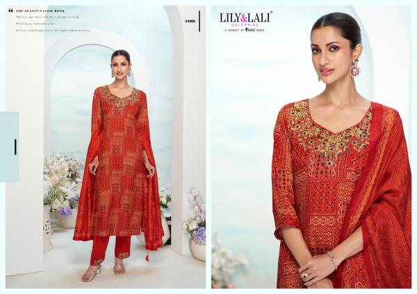 Lily And Lali Florista Natural Crepe Kurti Bottom With Dupatta Collection