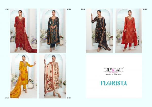 Lily And Lali Florista Natural Crepe Kurti Bottom With Dupatta Collection