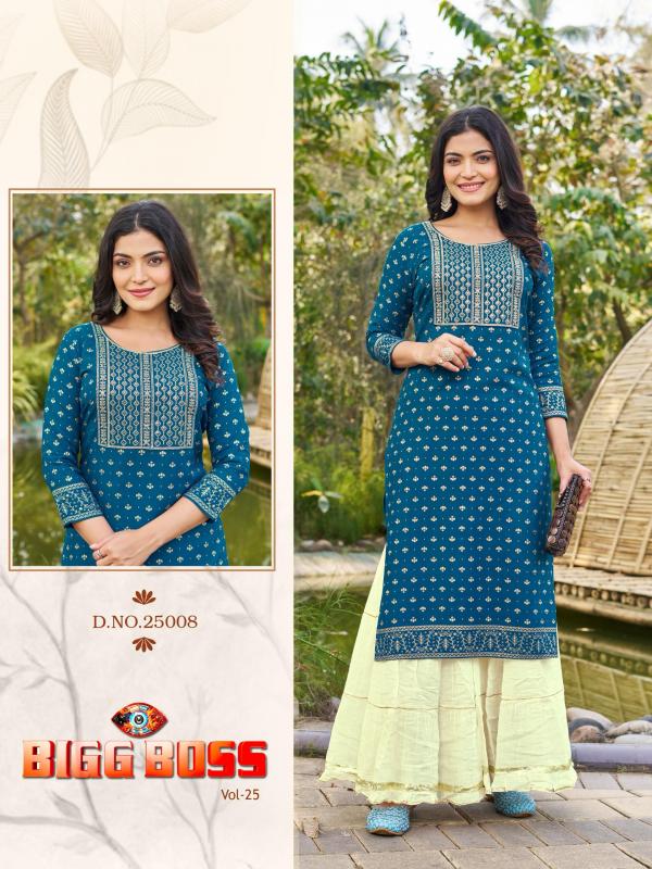 Blue Hills Big Boss Vol 25 Rayon Foil Printed Kurti Collection