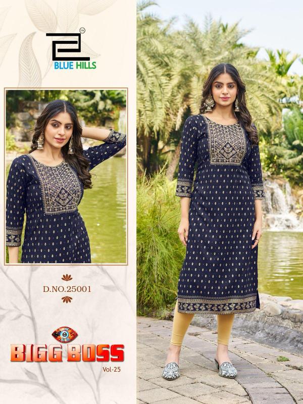 Blue Hills Big Boss Vol 25 Rayon Foil Printed Kurti Collection