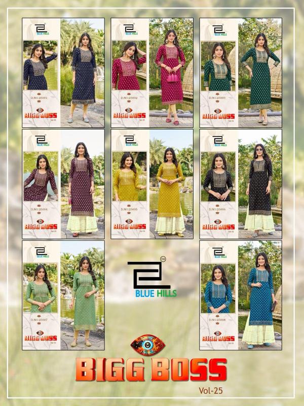 Blue Hills Big Boss Vol 25 Rayon Foil Printed Kurti Collection