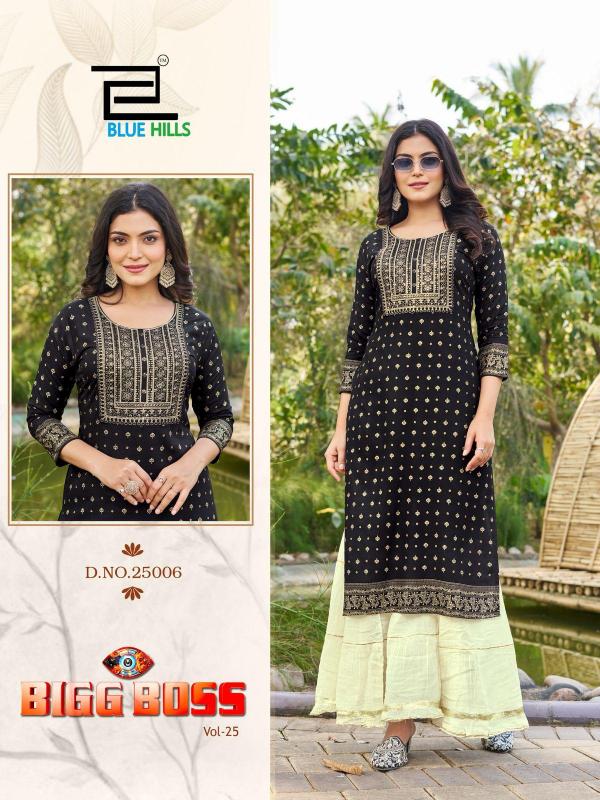 Blue Hills Big Boss Vol 25 Rayon Foil Printed Kurti Collection