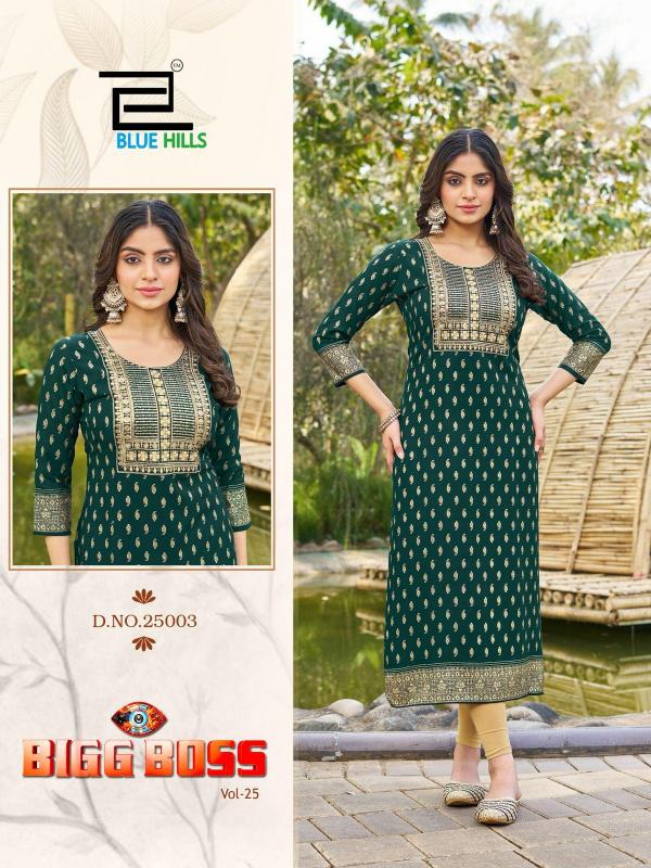 Blue Hills Big Boss Vol 25 Rayon Foil Printed Kurti Collection