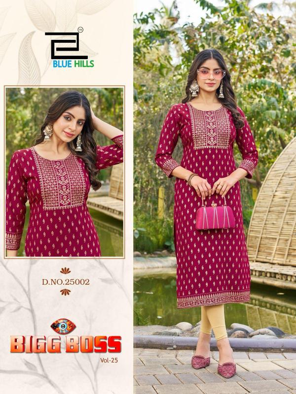 Blue Hills Big Boss Vol 25 Rayon Foil Printed Kurti Collection