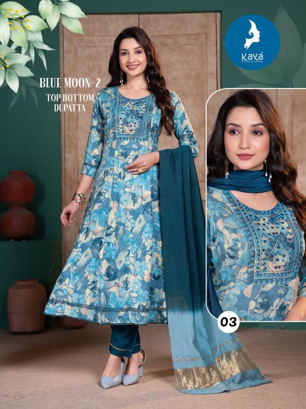 Kaya Blue Moon 2 Printed Kurti Bottom With Dupatta Colection