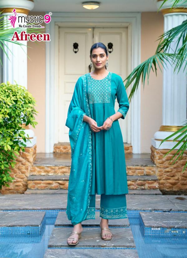 Mystic 9 Afreen Vol 1 Italian Viscose Kurti Bottom With Dupatta Collection