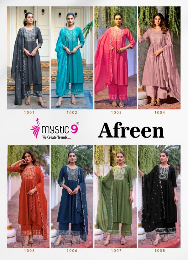 Mystic 9 Afreen Vol 1 Italian Viscose Kurti Bottom With Dupatta Collection