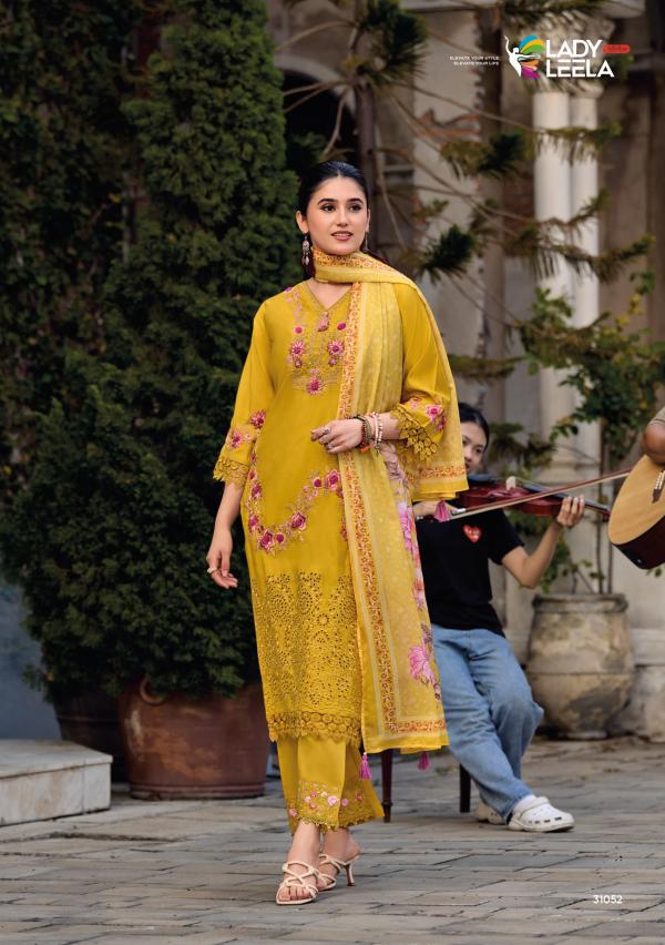 Lady Leela Vara Viscose Embroidered Kurti Pant With Dupatta Collection