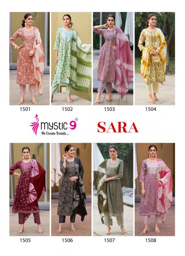 Mystic 9 Sara Vol 15 Rayon Kurti Bottom With Dupatta Collection