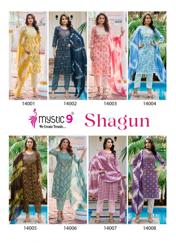 Mystic 9 Shagun Vol 14 Rayon Kurti Bottom With Dupatta Collection