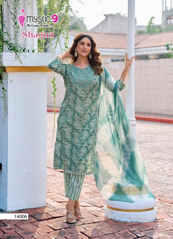 Mystic 9 Shagun Vol 14 Rayon Kurti Bottom With Dupatta Collection