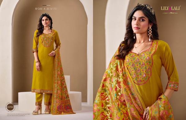 Lily And Lali Brasso Roman Silk Kurti Bottom With Dupatta Collection