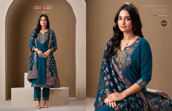 Lily And Lali Brasso Roman Silk Kurti Bottom With Dupatta Collection